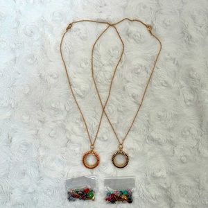 SET OF 2 FLOATING CHARM LOCKET AND NECKLACE